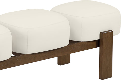 Mira Cream Vegan Leather Upholstered Bench, 1 Piece (Style 2)