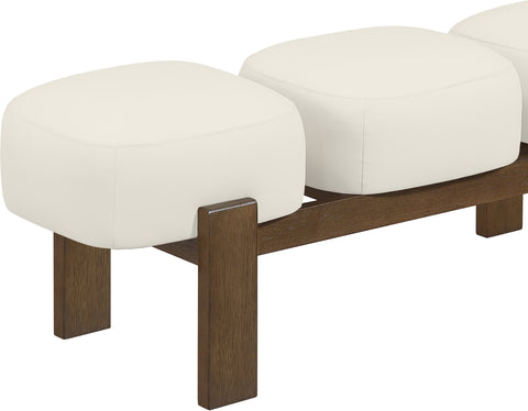 Mira Cream Vegan Leather Upholstered Bench, 1 Piece (Style 2)