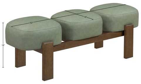 Mira Green Vegan Leather Upholstered Bench, 1 Piece