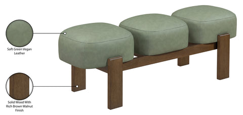 Mira Green Vegan Leather Upholstered Bench, 1 Piece
