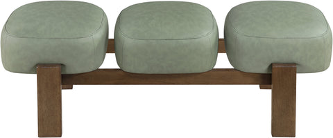 Mira Green Vegan Leather Upholstered Bench, 1 Piece
