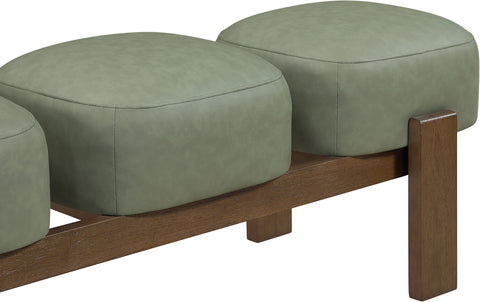 Mira Green Vegan Leather Upholstered Bench, 1 Piece