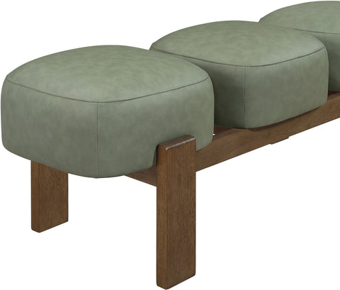Mira Green Vegan Leather Upholstered Bench, 1 Piece