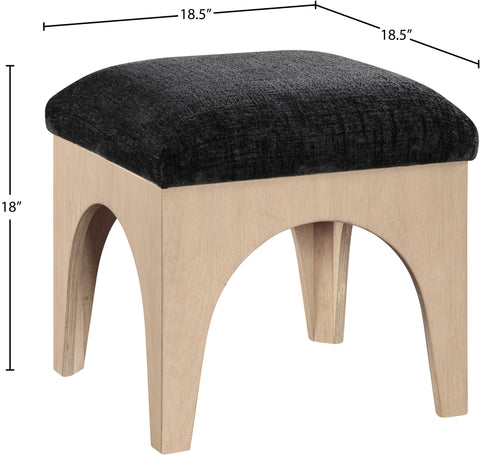 Rhea Black Chenille Fabric Upholstered Ottoman, 1 Piece