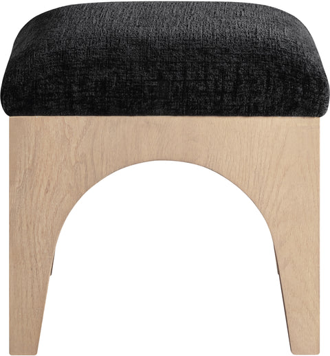 Rhea Black Chenille Fabric Upholstered Ottoman, 1 Piece