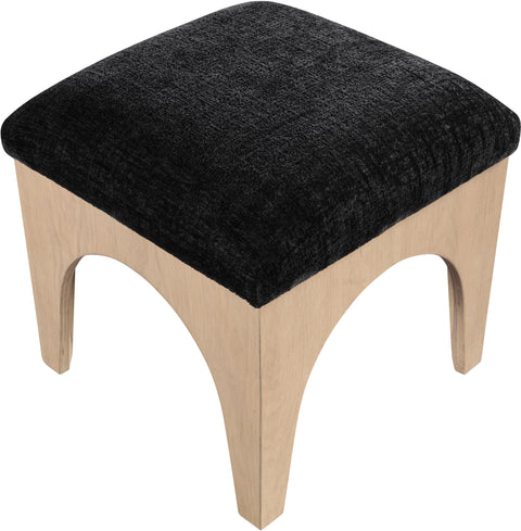 Rhea Black Chenille Fabric Upholstered Ottoman, 1 Piece