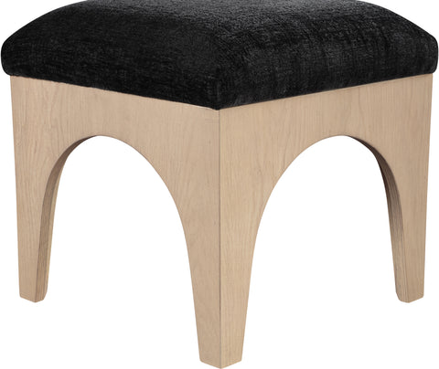 Rhea Black Chenille Fabric Upholstered Ottoman, 1 Piece