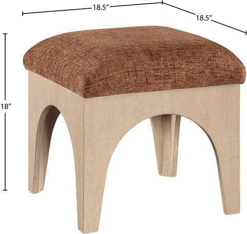 Rhea Cognac Chenille Fabric Upholstered Ottoman, 1 Piece