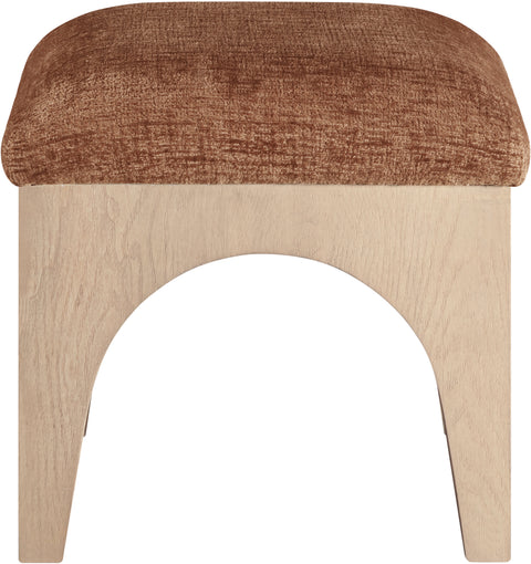 Rhea Cognac Chenille Fabric Upholstered Ottoman, 1 Piece