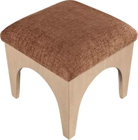 Rhea Cognac Chenille Fabric Upholstered Ottoman, 1 Piece