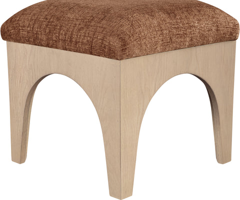 Rhea Cognac Chenille Fabric Upholstered Ottoman, 1 Piece
