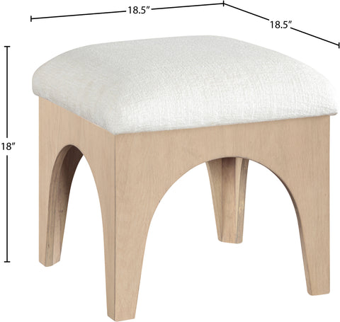 Rhea Cream Chenille Fabric Upholstered Ottoman, 1 Piece