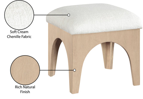 Rhea Cream Chenille Fabric Upholstered Ottoman, 1 Piece