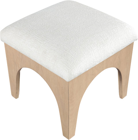 Rhea Cream Chenille Fabric Upholstered Ottoman, 1 Piece