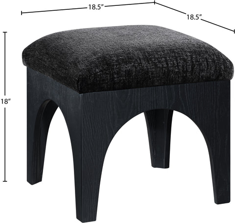 Rhea Black Chenille Fabric Upholstered Ottoman, 1 Piece (Style 2)
