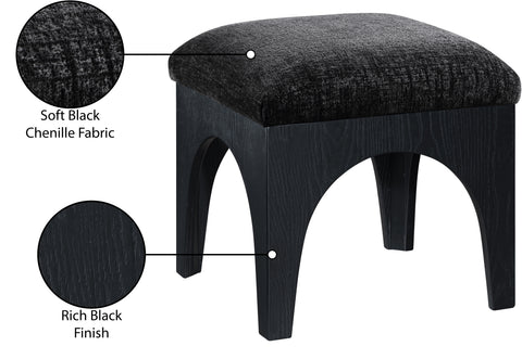 Rhea Black Chenille Fabric Upholstered Ottoman, 1 Piece (Style 2)