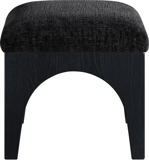 Rhea Black Chenille Fabric Upholstered Ottoman, 1 Piece (Style 2)