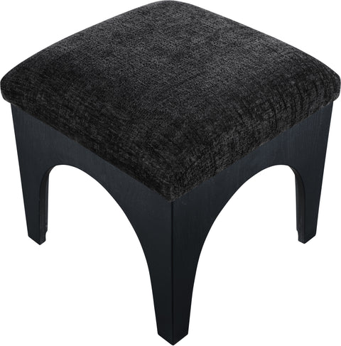 Rhea Black Chenille Fabric Upholstered Ottoman, 1 Piece (Style 2)