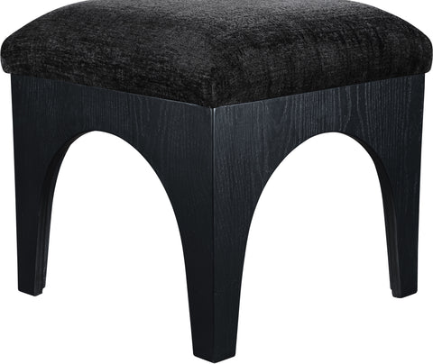 Rhea Black Chenille Fabric Upholstered Ottoman, 1 Piece (Style 2)