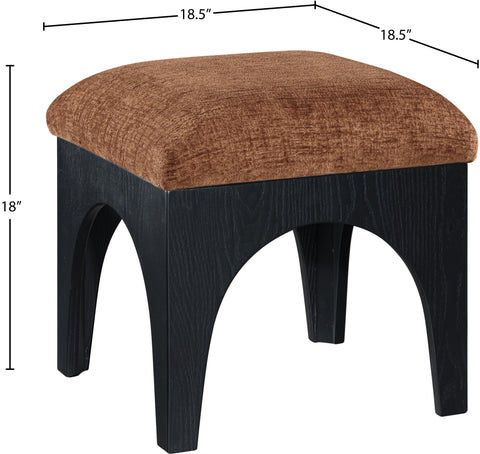Rhea Cognac Chenille Fabric Upholstered Ottoman, 1 Piece (Style 2)