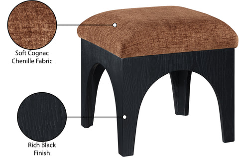 Rhea Cognac Chenille Fabric Upholstered Ottoman, 1 Piece (Style 2)