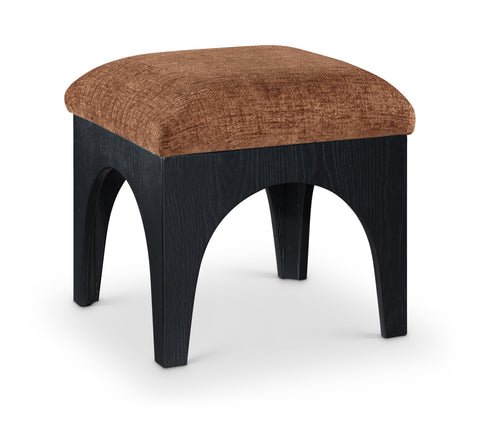 Rhea Cognac Chenille Fabric Upholstered Ottoman, 1 Piece (Style 2)