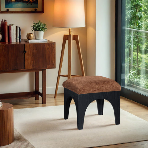 Rhea Cognac Chenille Fabric Upholstered Ottoman, 1 Piece (Style 2)