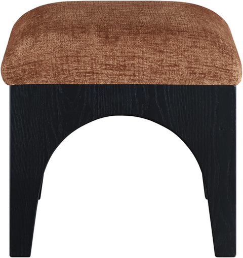Rhea Cognac Chenille Fabric Upholstered Ottoman, 1 Piece (Style 2)
