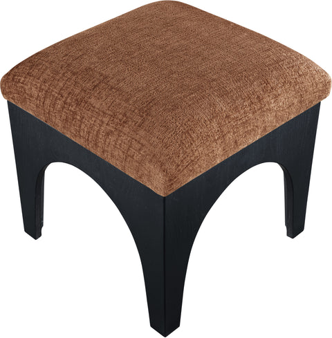 Rhea Cognac Chenille Fabric Upholstered Ottoman, 1 Piece (Style 2)