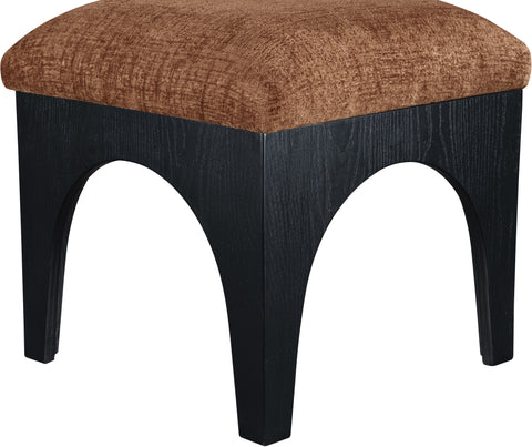 Rhea Cognac Chenille Fabric Upholstered Ottoman, 1 Piece (Style 2)