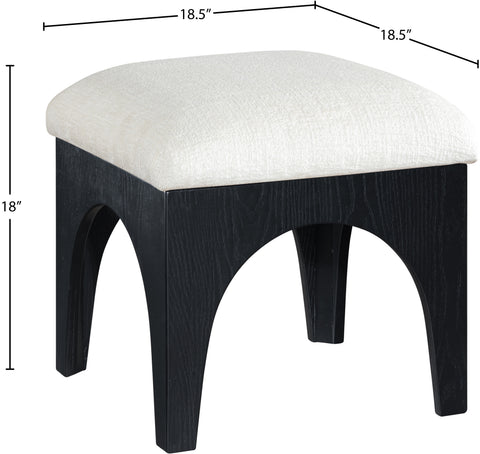 Rhea Cream Chenille Fabric Upholstered Ottoman, 1 Piece (Style 2)