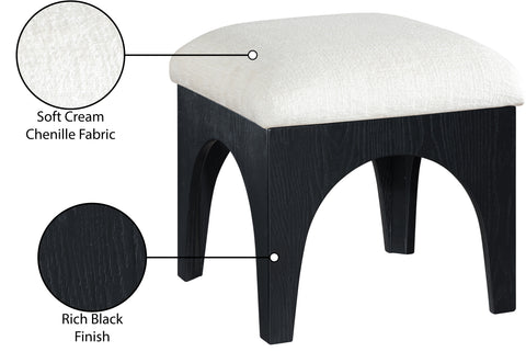 Rhea Cream Chenille Fabric Upholstered Ottoman, 1 Piece (Style 2)