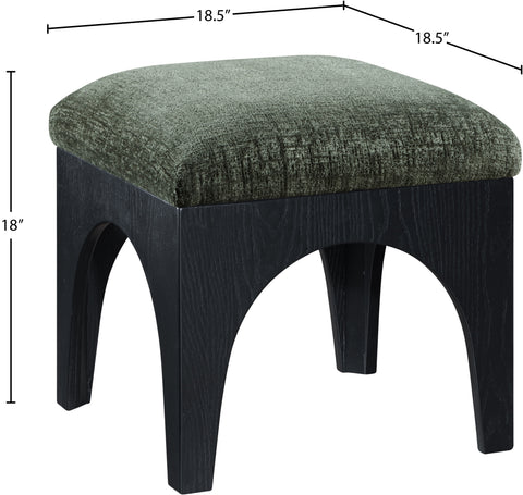 Rhea Green Chenille Fabric Upholstered Ottoman, 1 Piece