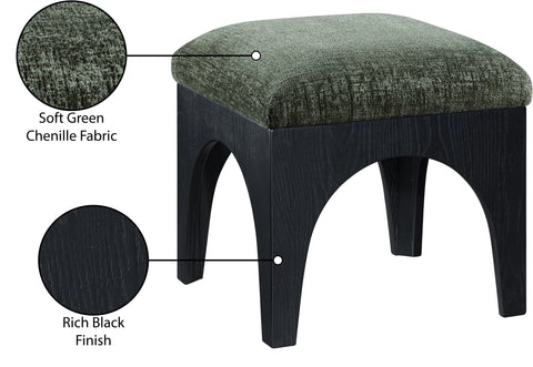 Rhea Green Chenille Fabric Upholstered Ottoman, 1 Piece