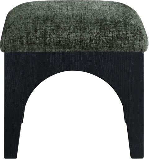 Rhea Green Chenille Fabric Upholstered Ottoman, 1 Piece