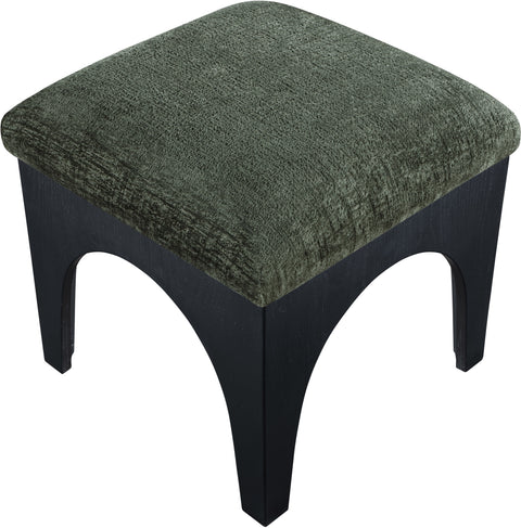 Rhea Green Chenille Fabric Upholstered Ottoman, 1 Piece