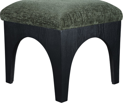 Rhea Green Chenille Fabric Upholstered Ottoman, 1 Piece