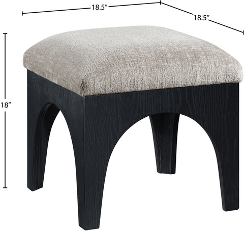 Rhea Grey Chenille Fabric Upholstered Ottoman, 1 Piece