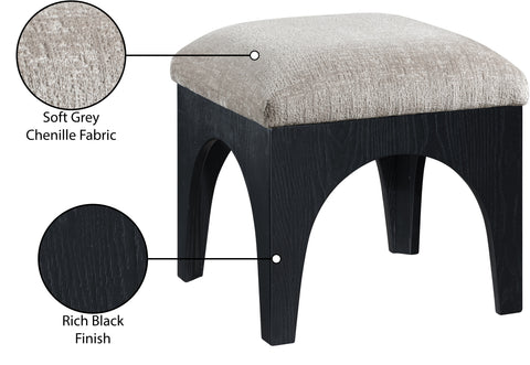 Rhea Grey Chenille Fabric Upholstered Ottoman, 1 Piece