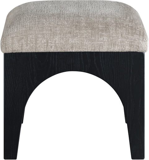 Rhea Grey Chenille Fabric Upholstered Ottoman, 1 Piece