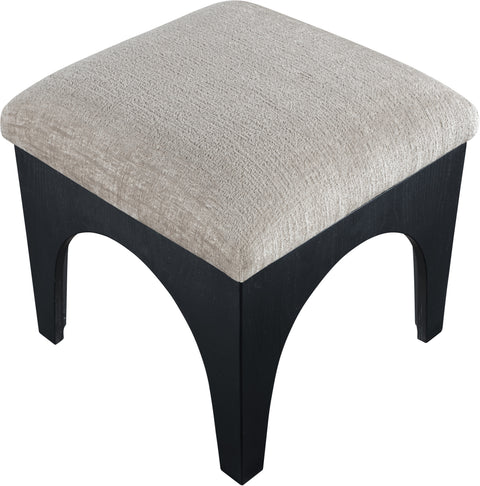 Rhea Grey Chenille Fabric Upholstered Ottoman, 1 Piece