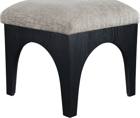 Rhea Grey Chenille Fabric Upholstered Ottoman, 1 Piece
