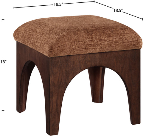 Rhea Cognac Chenille Fabric Upholstered Ottoman, 1 Piece (Style 3)