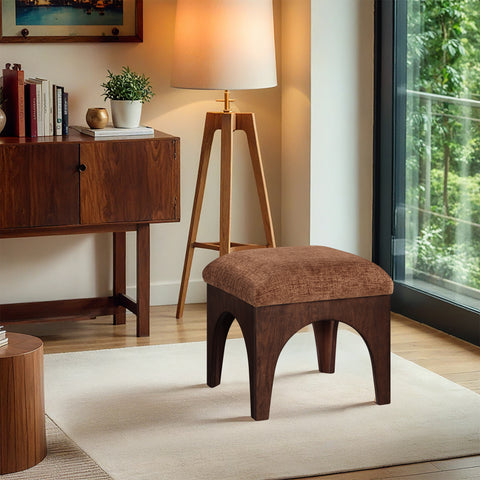 Rhea Cognac Chenille Fabric Upholstered Ottoman, 1 Piece (Style 3)