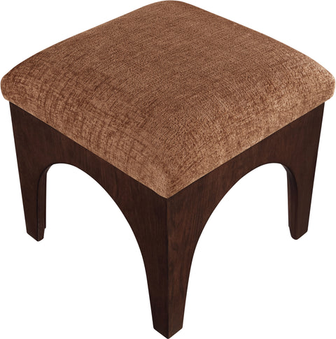 Rhea Cognac Chenille Fabric Upholstered Ottoman, 1 Piece (Style 3)