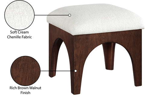 Rhea Cream Chenille Fabric Upholstered Ottoman, 1 Piece (Style 3)