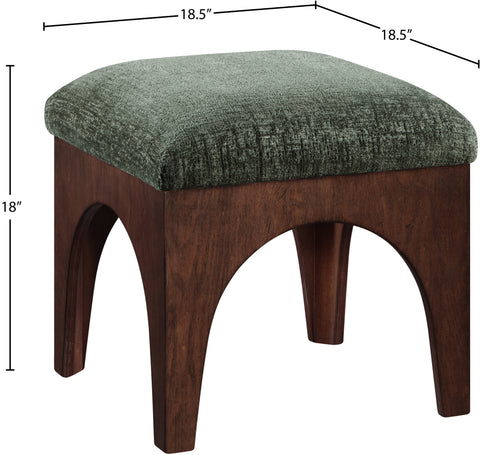 Rhea Green Chenille Fabric Upholstered Ottoman, 1 Piece (Style 2)