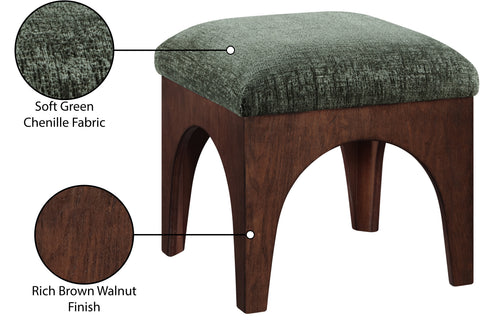 Rhea Green Chenille Fabric Upholstered Ottoman, 1 Piece (Style 2)