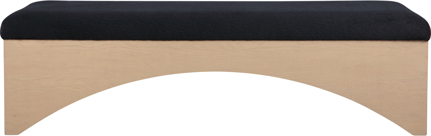 capsule black velour fur fabric bench