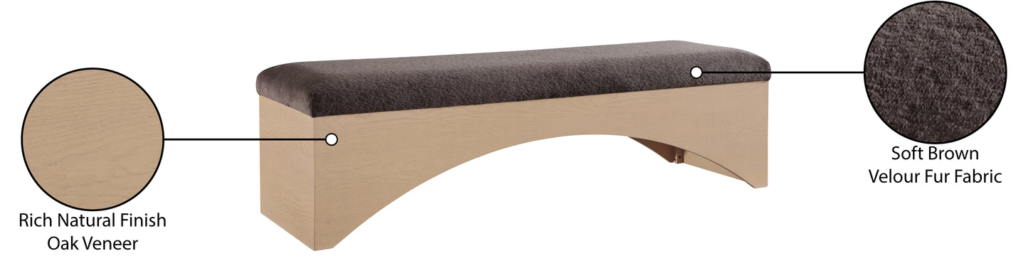 capsule brown velour fur fabric bench